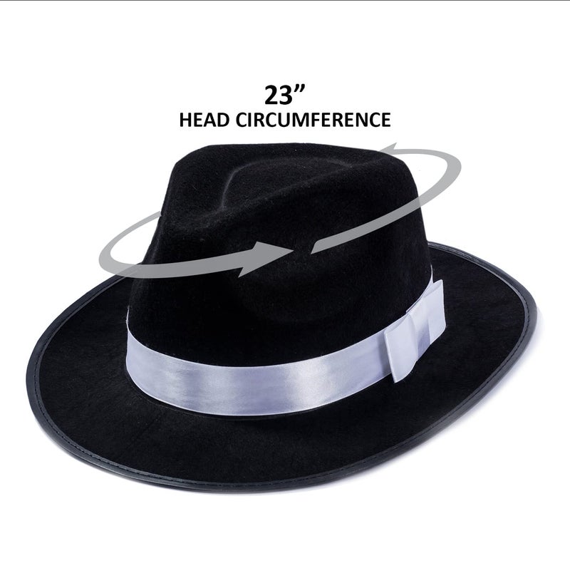 Tigerdoe Fedora Hat â€“ Fedora Gangster Hat With White Tie â€“ (2 Pc Set) 1920's Menâ€™s accessories - Image 4